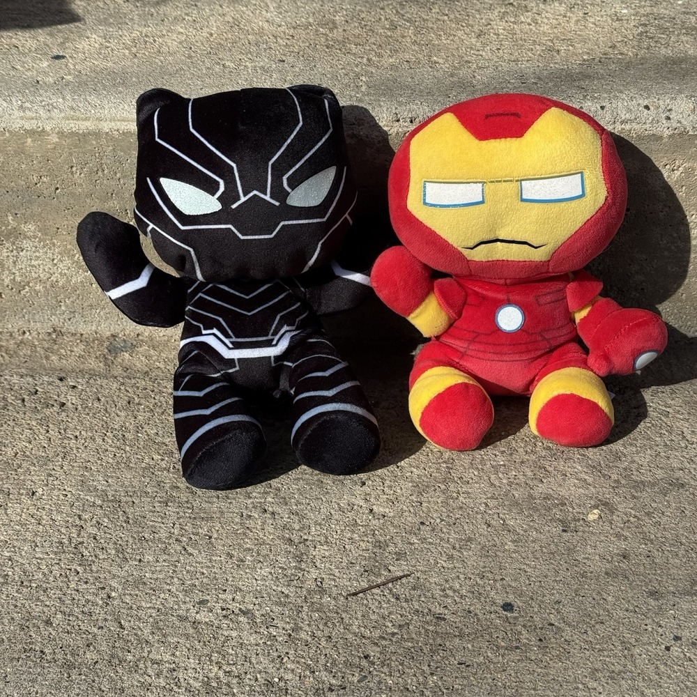 Ty Beanie‎ Baby IRON MAN & BLACK PANTHER (Marvel) Soft Plushy Version